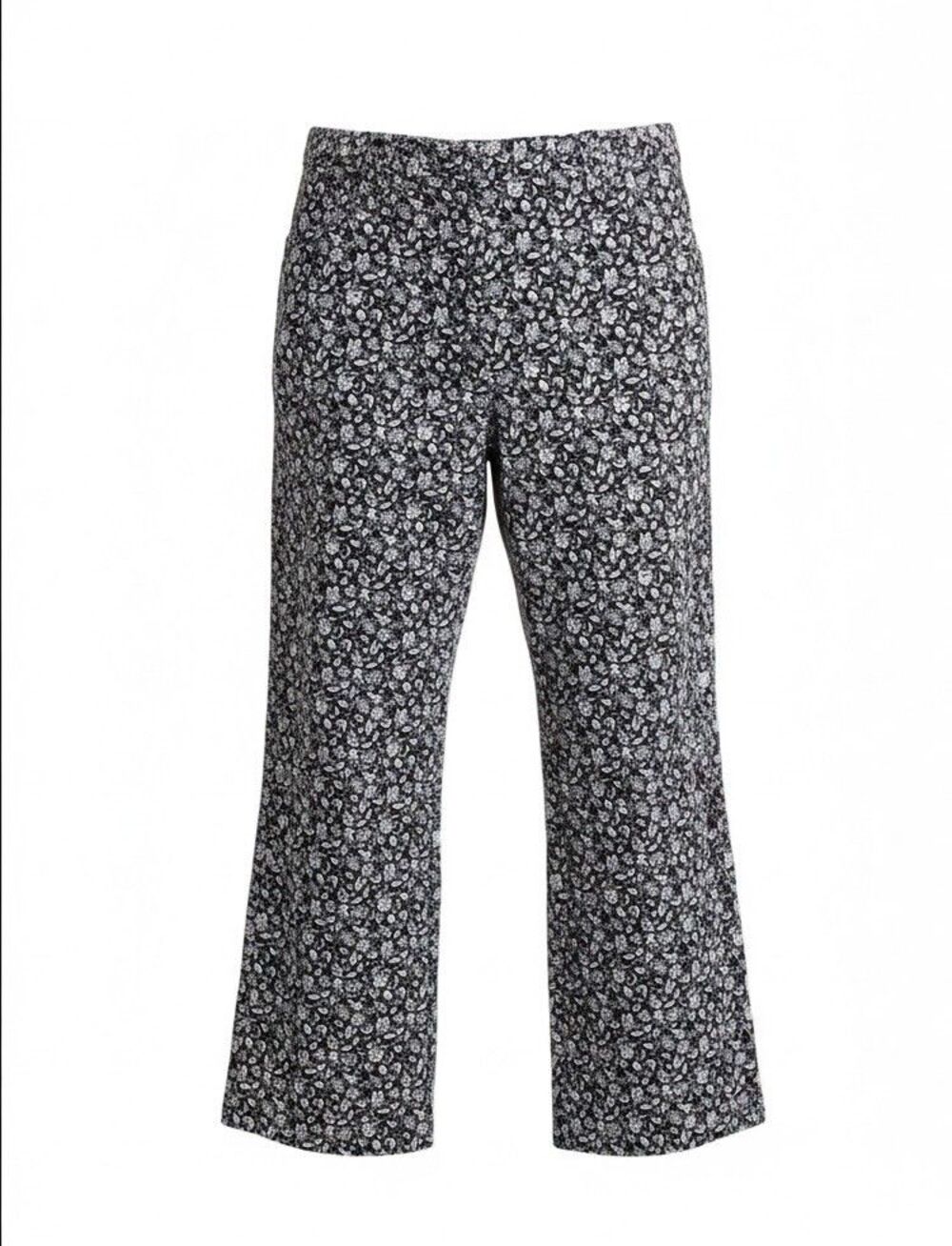 Belongings Black White Botanical Floral Winnie Pants 12 Cropped Boho Chic